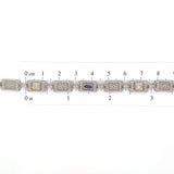 10k White Gold Art Deco Diamond Filigree Bracelet w/ Paste Stones 7.25" (#J6882)