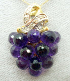 Laura Ramsey 14k Gold Briolette Genuine Natural Amethyst Grapes Pendant (#J451)