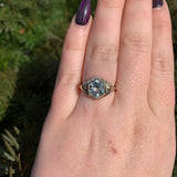 14k Yellow Gold Art Deco Filigree Ring w/Specialty Hexagon Cut Aquamarine #J6544