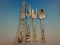 Rose by Stieff Repousse Sterling Silver Flatware Set Service 52 Pieces