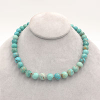 10mm Genuine Natural Turquoise Strand of Beads Necklace w/14k Clasp 18" (#J6756)