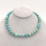 10mm Genuine Natural Turquoise Strand of Beads Necklace w/14k Clasp 18" (#J6756)