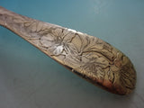Lap Over Edge Acid Etched by Tiffany Sterling Silver Dinner Fork Rhododendron 8"