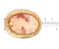 10k Gold Shell Cameo Pin Pendant Large Size 2" Hand Engraved Frame (#J6887)