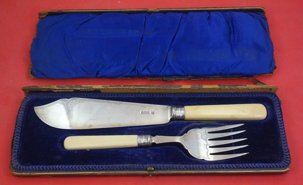 Frederick C. Asman and Co English Sterling Silver Fish Serving Set 2pc in Box