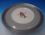 Gadroon by Wallace Sterling Silver Serving Tray Porcelain Center w/ Rose (#3124)