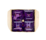 14k Yellow Gold Men's Modern Genuine Natural Amethyst Ring Size 7 (#J7304)