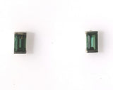 14k White Gold Teal Green Genuine Natural Tourmaline Stud Earrings (#J6323)