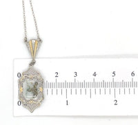 14k Gold Filigree 2.20 Carat Genuine Natural Gold Vein Quartz Pendant (#J7027)
