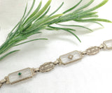 14k Filigree Crystal Quartz Bracelet w/Diamond and Lab-Created Stones (#J7360)