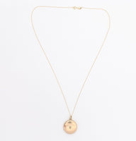 10k Yellow Gold Round Locket with Genuine Natural Diamond in Starburst (#J6433)