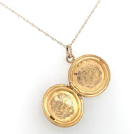 10k Yellow Gold Small Round Engraved Locket with 14k Chain Jewelry (#J6525)