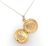 10k Yellow Gold Small Round Engraved Locket with 14k Chain Jewelry (#J6525)