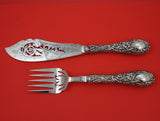 Rose by Stieff Sterling Silver Fish Serving Set 2pc HHSP Pierced Bright-Cut Orig