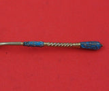 GK Russian .84 Silver Coffee Spoon Vermeil Enameled Twisted Turquoise 4 3/8"