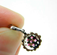 14k White Gold Genuine Natural Ruby and Diamond Round Halo Pendant (#J5088)