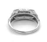 14k White Gold Three-Stone Genuine Natural Diamond Filigree Ring (#J6820)