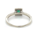 10k White Gold Genuine Natural Emerald Ring with Diamond Halo Size 6.5 (#J6808)