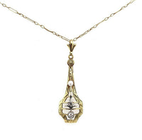 14k Yellow Gold Art Deco Diamond Lavaliere by Hagerstrom (#J5409)