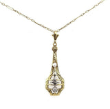 14k Yellow Gold Art Deco Diamond Lavaliere by Hagerstrom (#J5409)