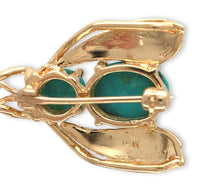 14k Yellow Gold Genuine Turquoise Bug Insect Fly Bee Pin with Ruby Eyes (#J7225)