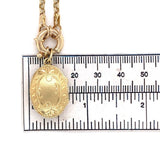 14k Yellow Gold Oval Locket with Decorative Engraving Heavy Chain (#J6514)