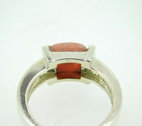 Sterling 8mm Pink Genuine Natural Rhodochrosite Cabochon Ring Square (#J5046)