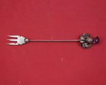 English Estate Sterling Silver Cocktail Fork Birmingham 1920 purple glass 4 3/4"