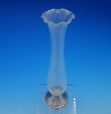 Raimond Sterling Silver and Etched Glass Vase Ruffled Gadroon Bead Border #3642