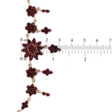 Genuine Natural Bohemian Garnet Necklace Rosettes and Drops (#J5502)