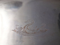 English Georgian Silverplate Basket with Handle Pierced Border Swans (#5839)