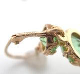 14k Yellow Gold Green Paste / Glass Vintage Dangle Earrings Jewelry (#J6264)