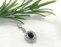 14k White Gold Genuine Natural Diamond Deco Style Pendant with Chain (#J7301)