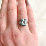 14k White Gold Filigree 3.12 Carat Genuine Natural Aquamarine Ring (#J7158)
