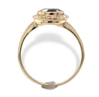 10k Yellow and Rose Gold Red Synthetic Lab-Created Spinel Ring 10.25 (#J7086)