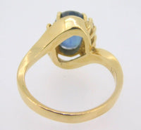 14K Gold Large 2.24ct Genuine Natural Sapphire and Diamond Ring (#J541)