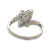 14k White Gold Vintage Genuine Natural Diamond Bypass Ring (#J7110)