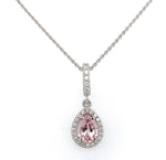 14k White Gold Pear Shaped Pink .58ct Genuine Natural Morganite Pendant (#J6470)