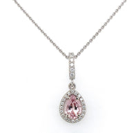 14k White Gold Pear Shaped Pink .58ct Genuine Natural Morganite Pendant (#J6470)