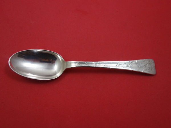Lap Over Acid Etched by Tiffany Sterling Place Soup Spoon w/Plums 7"