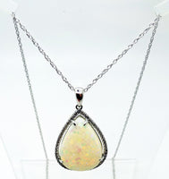 14k Gold 5.67ct Pear Genuine Natural Opal Pendant with .16ct Diamonds (#J3427)