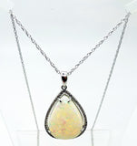 14k Gold 5.67ct Pear Genuine Natural Opal Pendant with .16ct Diamonds (#J3427)