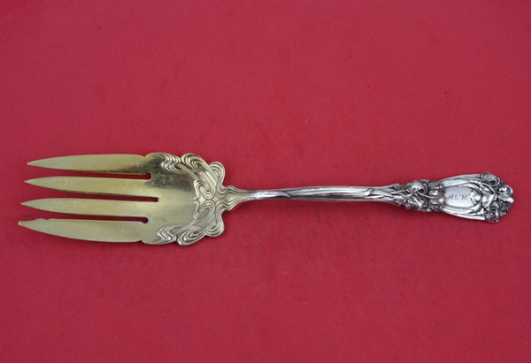 Iris by Durgin-Gorham Sterling Silver Cold Meat Fork Gold Washed 9 1/4" Serving