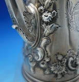 European Sterling Silver Tea Pot with Repousse and Chased Flowers Rattan (#6834)