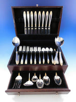 Prelude Gold Accent by International Sterling Silver Flatware Set Service 43 pcs