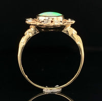 10k Yellow White Gold 1.05 Carat Genuine Natural Opal Ring with Flowers (#J6576)