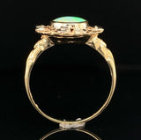 10k Yellow White Gold 1.05 Carat Genuine Natural Opal Ring with Flowers (#J6576)