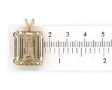 14k Gold Pendant with Large Emerald Cut Genuine Champagne Smoky Quartz (#J7544)