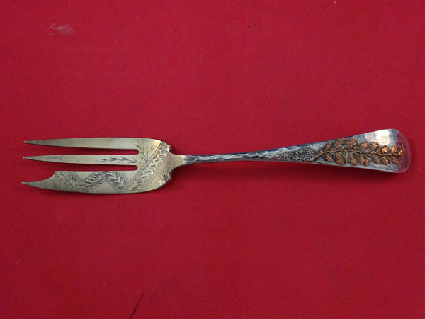 Aesthetic Mixed Metals Gorham Sterling Silver Pie Fork 7" Oak Leaves Geometric