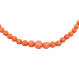 Genuine Natural Coral Bead Necklace w/14k Gold Clasp Grad. Beads 18.75" (#J7576)